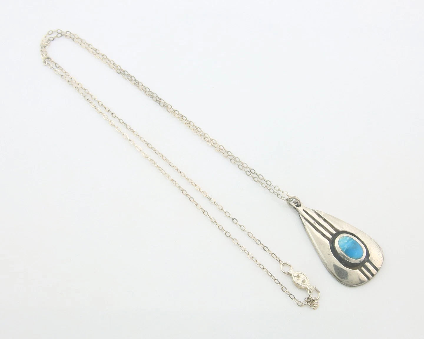Navajo Necklace Sterling Silver Natural Blue Turquoise Vintage Handmade