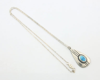 Navajo Necklace Sterling Silver Natural Blue Turquoise Vintage Handmade