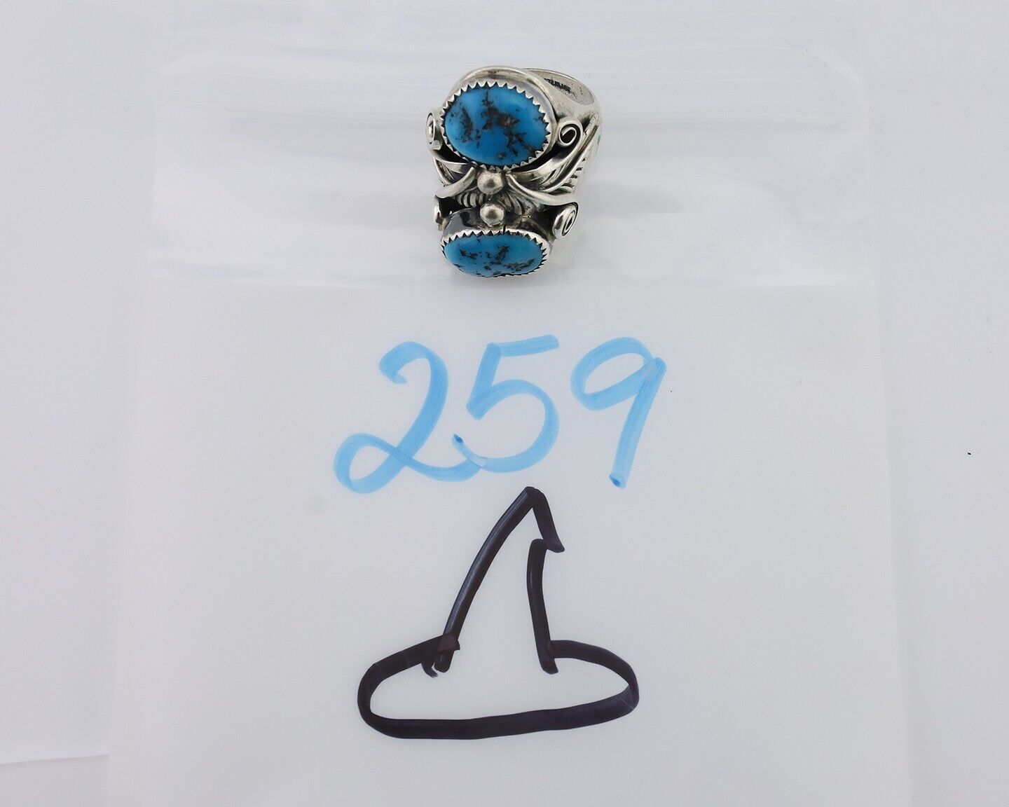 Navajo Ring 925 Silver Sleeping Beauty Turquoise Native Artist C.80's