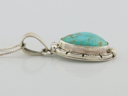 Navajo Necklace 925 Silver Kingman Turquoise Signed Gecko C.80s