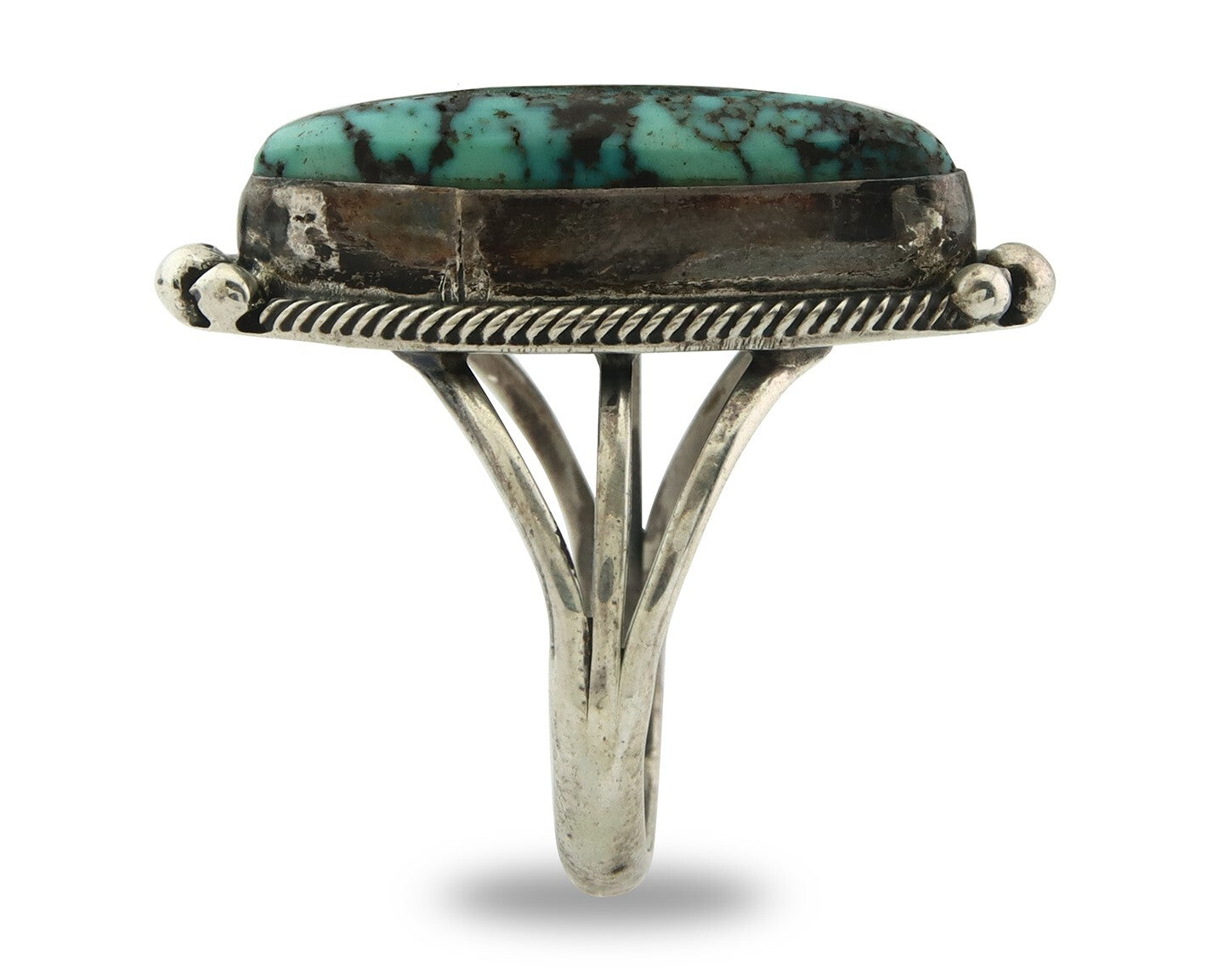 Vintage Navajo Ring 925 Sterling Silver Turquoise Signed MP Size 6.25