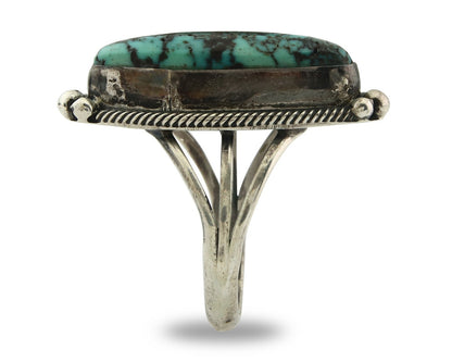 Vintage Navajo Ring 925 Sterling Silver Turquoise Signed MP Size 6.25