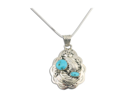 Navajo Necklace 925 Silver Turquoise Native Artist Signed Wilbert Benally C.80s