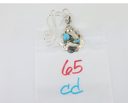 Navajo Necklace 925 Silver Turquoise Native Artist Signed Wilbert Benally C.80s