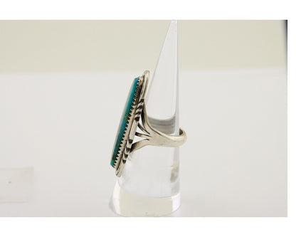 Navajo Hand Stamped Ring 925 Silver Turquoise Native Artist Begay C.80's