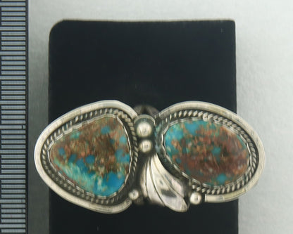 Vintage Navajo Ring 925 Sterling Authentic Turquoise Artist Signed Size 7.75