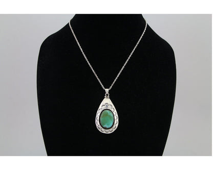 Navajo Royston Turquoise Necklace 925 Silver Artist Signed MC C.80's