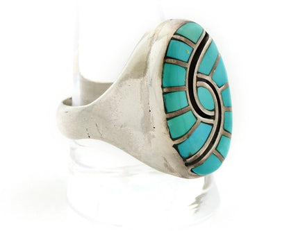 Men Zuni Ring Sterling Silver Turquoise Handmade Vintage Size 11.25