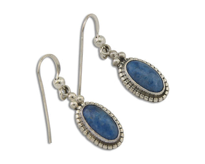 Navajo Dangle Earrings 925 Silver Natural Denim Lapis Signed Melissa Yazzie C80s