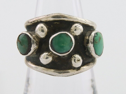Navajo Handmade Ring 925 Silver Natural Turquoise Native Artist C.80's