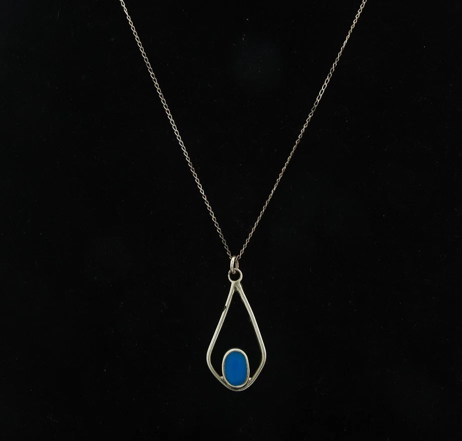 Navajo Necklace Sterling Silver Natural Blue Turquoise Vintage