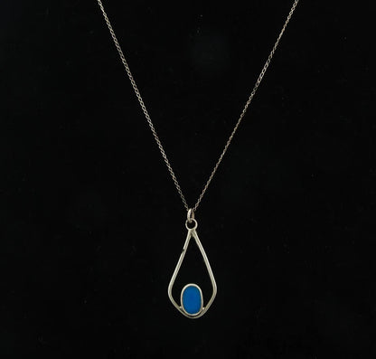 Navajo Necklace Sterling Silver Natural Blue Turquoise Vintage