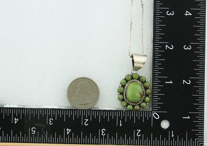 Navajo Necklace Sterling Silver Nalural Green Turquoise Signed Patrick Yazzie