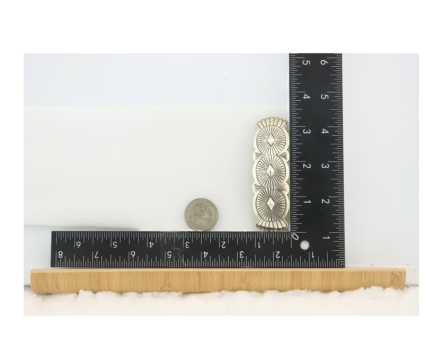Vintage Navajo Barrette 925 Sterling Silver Hand Stamped Authentic Native Artist