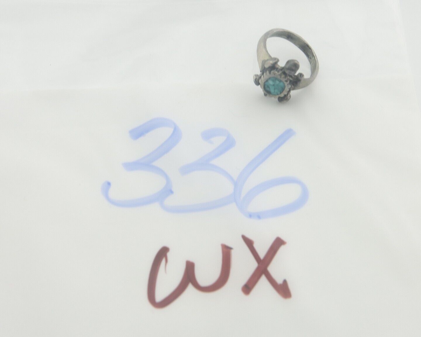 Navajo Toe Ring 925 Silver Inlaid Turtle Turquoise C.80's Size 1.75