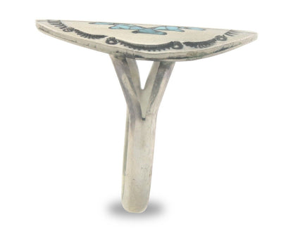 Navajo Ring 925 Sterling Natural Chip Inlay Turquoise C.80's Size 5.75