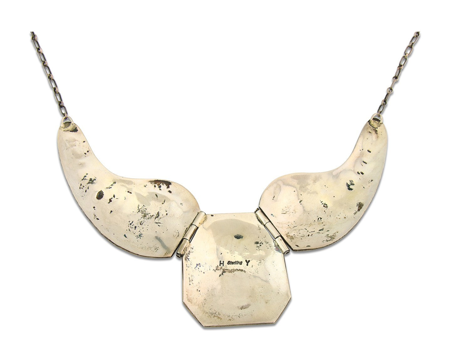 Navajo Necklace Sterling Silver Authentic Natural Turquoise Vintage Signed HY
