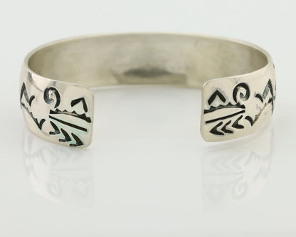 Navajo Inlay Bracelet 925 Silver Turquoise & Coral Signed Stanely Bain C.80's