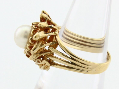 Natural Pearl Ring Solid 10k Yellow Gold Sizeable 6.5