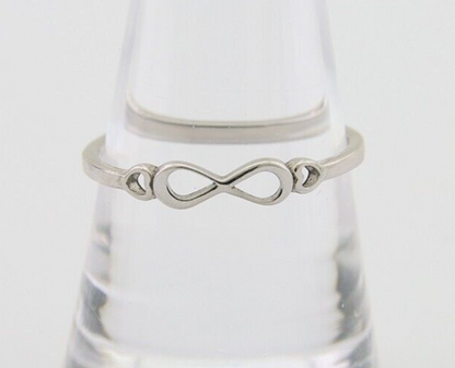 Infinity Heart Promise Ring 925 Solid Silver Size 8.0