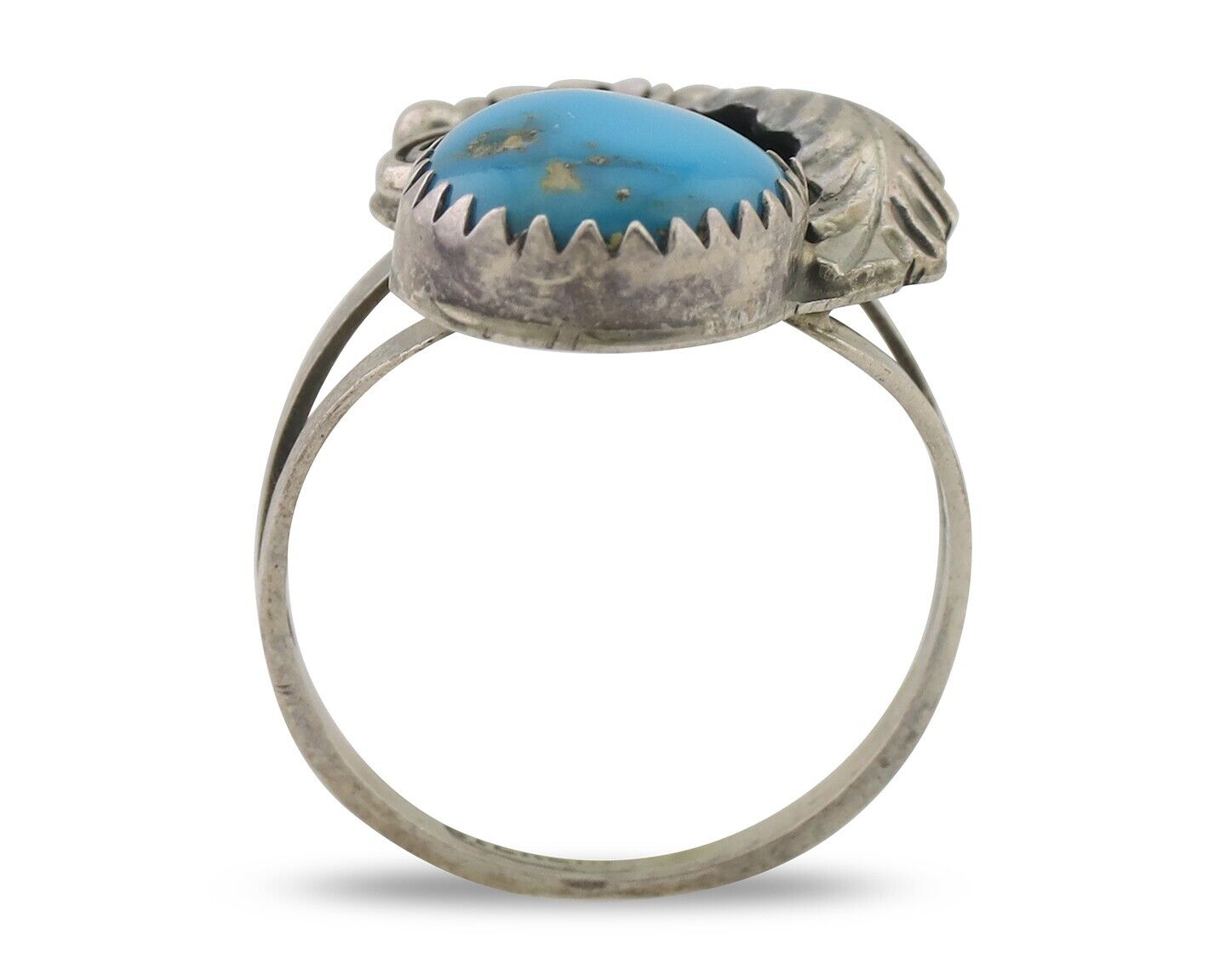 Navajo Ring 925 Silver Morenci Turquoise Native American Artist C.80's