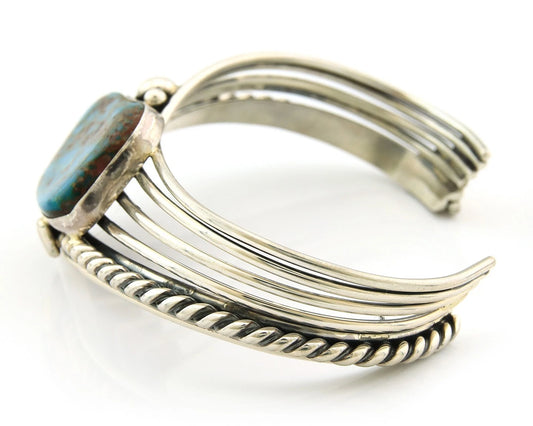Navajo Cuff Bracelet Sterling Silver Natural Nevada Turquoise Native Vintage