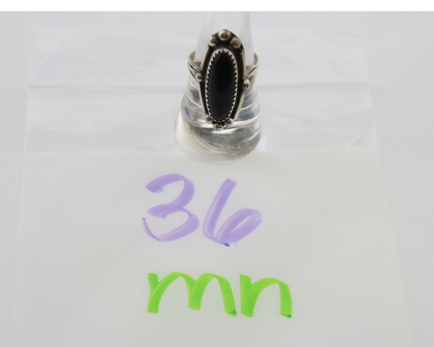 Navajo Handmade Ring 925 Silver Black Onyx Artist Signed SC C.80's