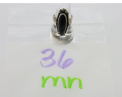 Navajo Handmade Ring 925 Silver Black Onyx Artist Signed SC C.80's