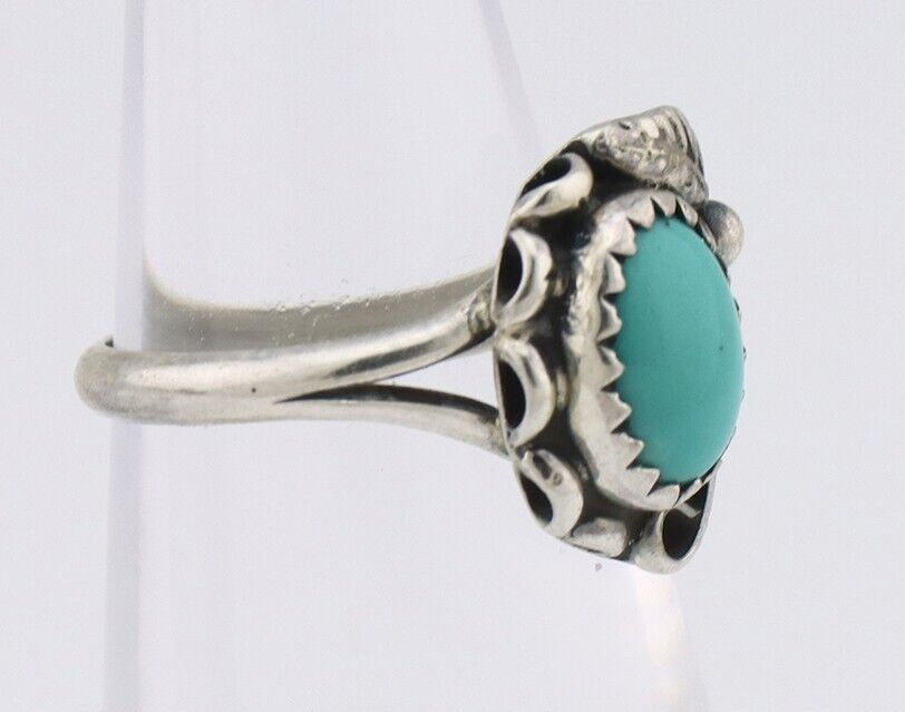 Navajo Ring 925 Silver Natural Blue Turquoise Native American Artist C.80's