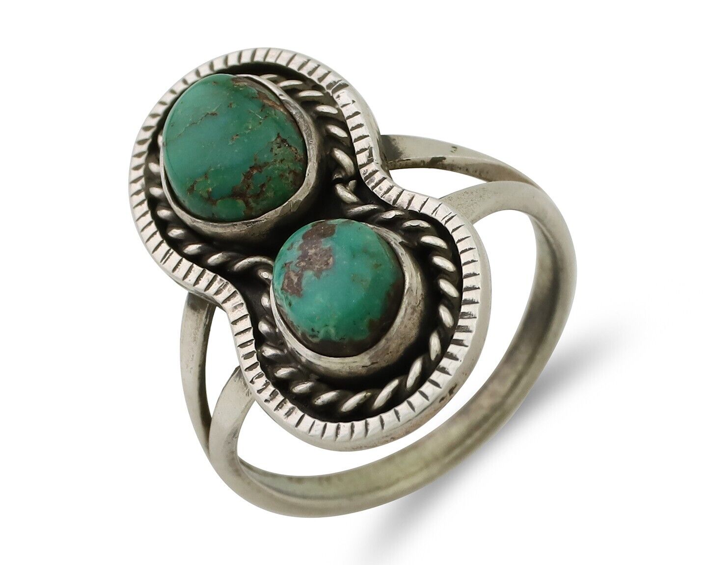 Navajo Handmade Ring 925 Silver Natural Turquoise Native American Artist C.80's