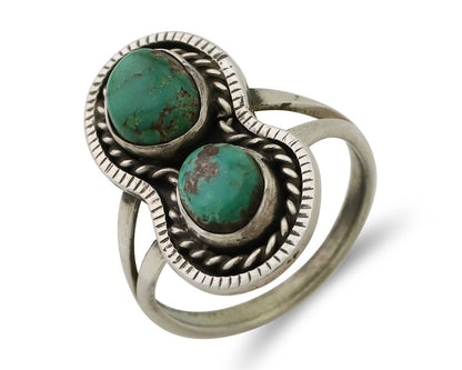 Navajo Handmade Ring 925 Silver Natural Turquoise Native American Artist C.80's