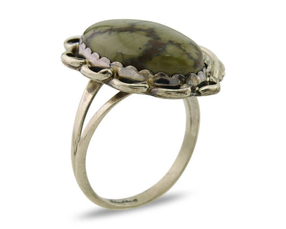 Navajo Ring 925 Sterling Silver Green Turquoise Native American Artist C.80s