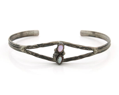 Navajo Cuff Bracelet Sterling Silver Authentic Pink Muscle Native Artist