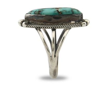 Vintage Navajo Ring 925 Sterling Silver Turquoise Signed MP Size 8.0