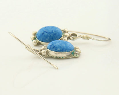 Navajo Dangle Earrings Sterling Silver Lapis Native American Artist