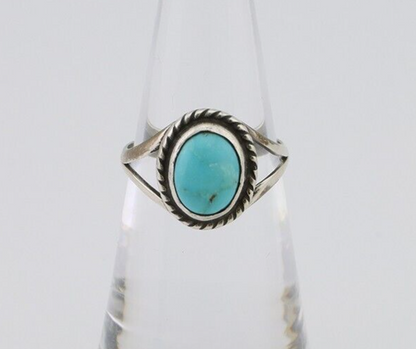 Navajo Ring 925 Silver Kingman Turquoise Native American Artist C.80's