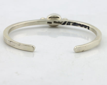 Navajo Bracelet .925 Silver Red Mediterranean Coral Native American Artist C90s