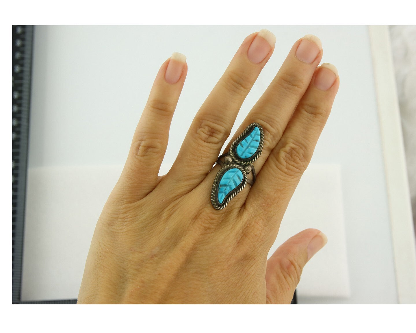 Vintage Navajo Ring 925 Sterling Silver Authentic Turquoise Handmade Size 5.5