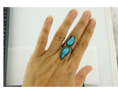 Vintage Navajo Ring 925 Sterling Silver Authentic Turquoise Handmade Size 5.5