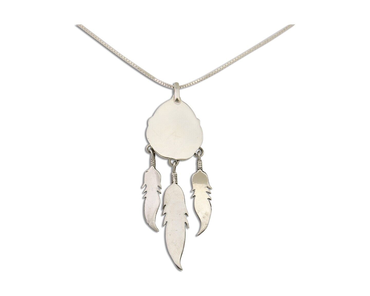 Large Navajo Pendant 925 Silver Natural Malachite Native American Artist C.80's