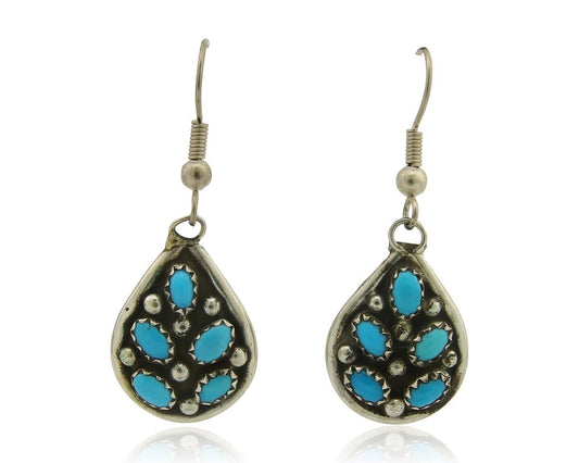 Navajo Earrings 925 Silver Natural Turquoise Native Artist C.80's