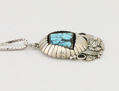 Navajo Necklace Pendant 925 Silver Turquoise Artist Signed David Jim C.80's