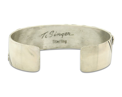 Navajo Bracelet Gold & 925 Silver Handmade 16 mm Wide Signed Thomas Singer C80s