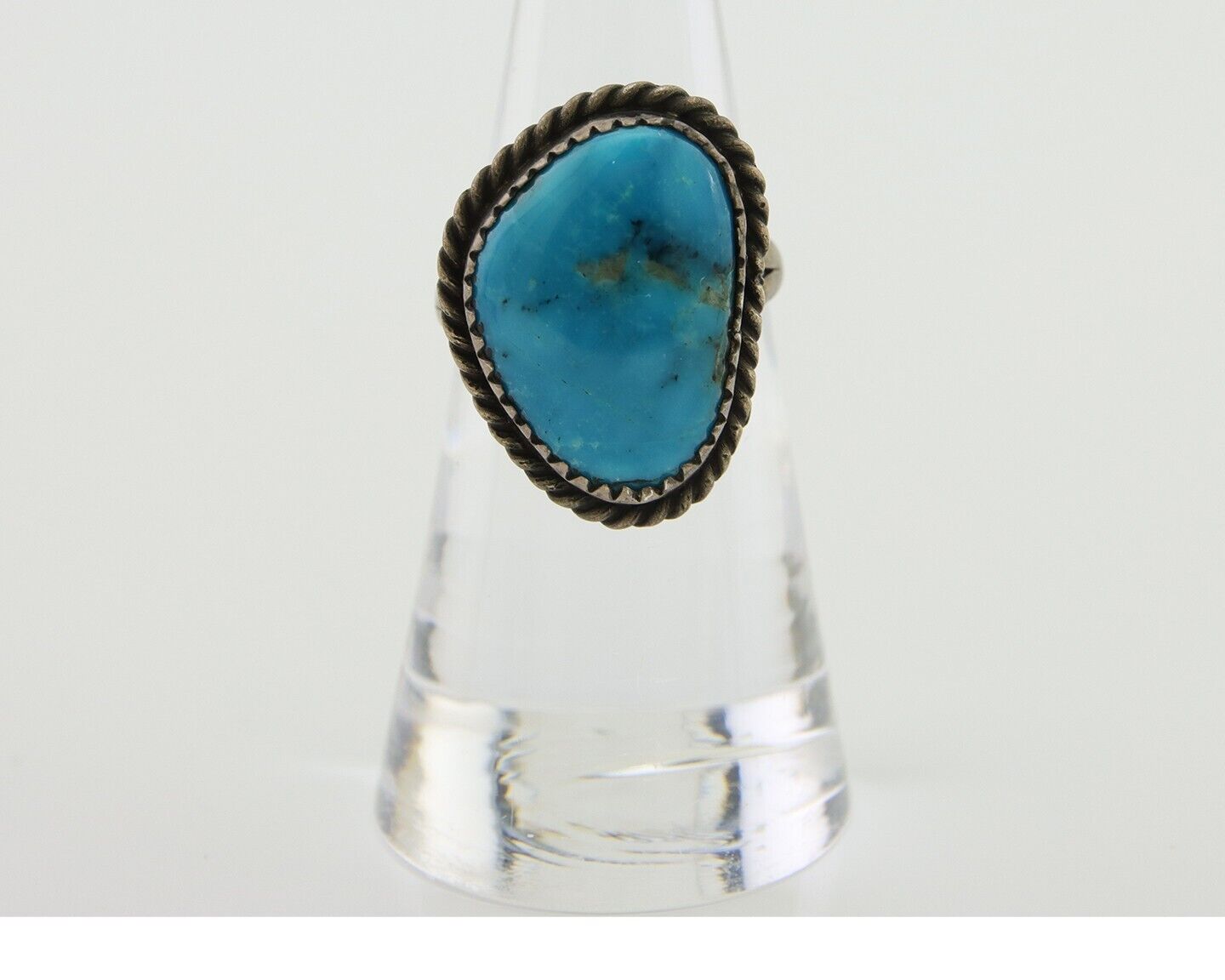 Navajo Ring 925 Silver Blue Turquoise Native American Artist C.80's