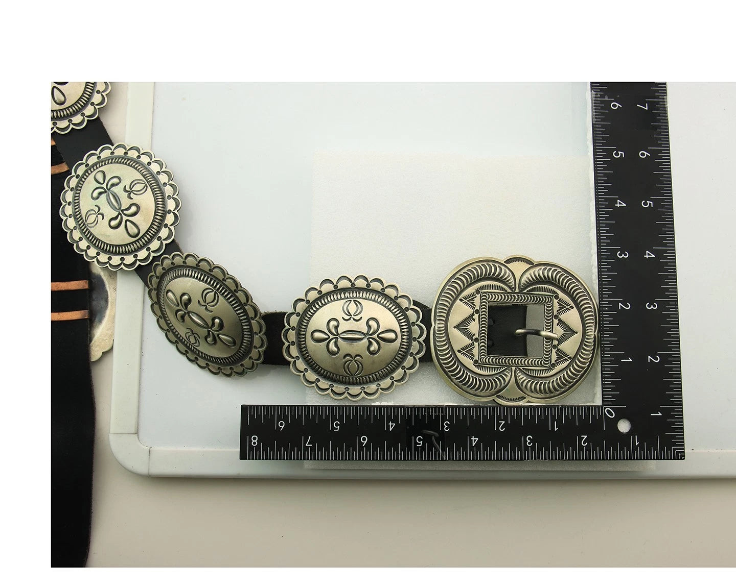 Navajo Concho Belt Sterling Silver Handmade Vintage 40in Long