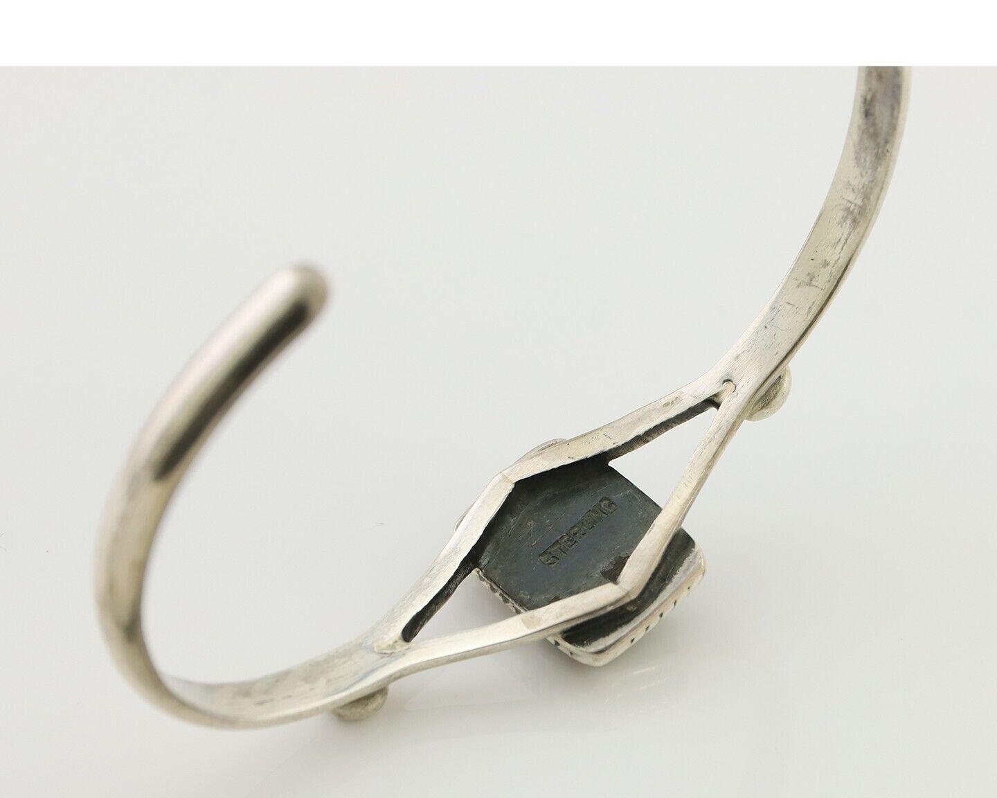 Navajo Handmade Bracelet 925 Silver Natural Green Turquoise Native American C80s