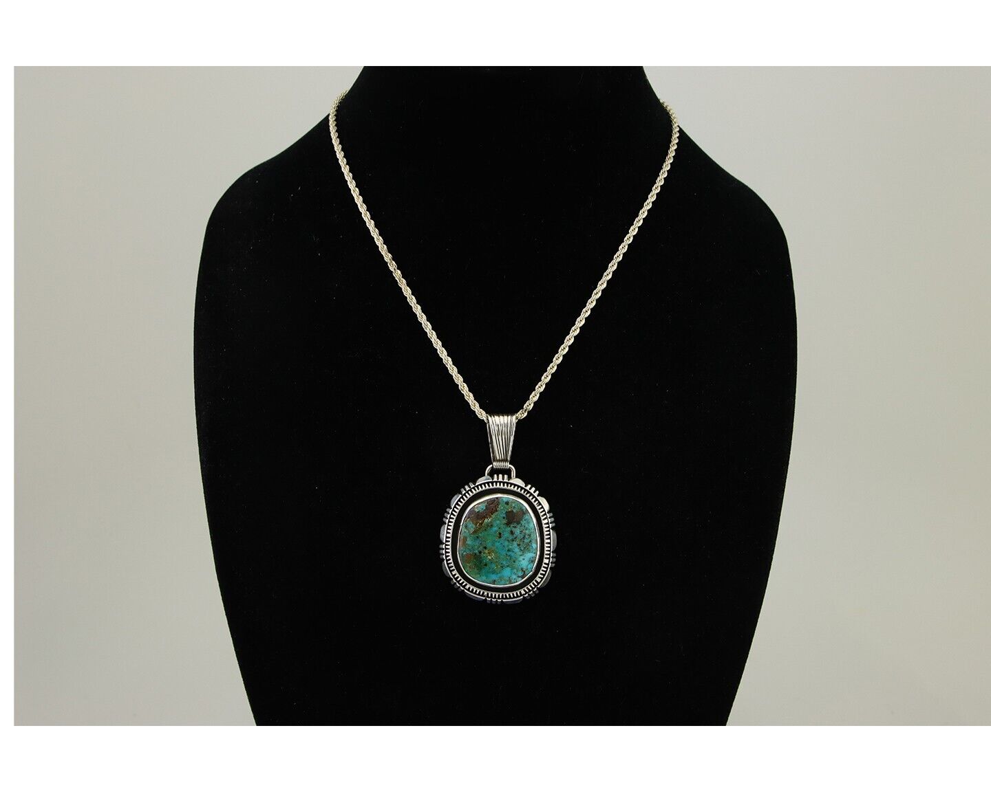 Navajo Necklace 925 Silver Natural Turquoise Artist Signed Mike Begay C.80's