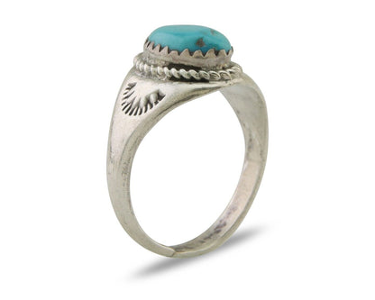 Navajo Ring 925 Silver Natural Blue Turquoise Native Artist C.80's
