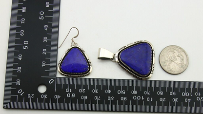 Navajo Pendant Earring Set 925 Silver Lapis Lazuli Signed William Denetdale C80s
