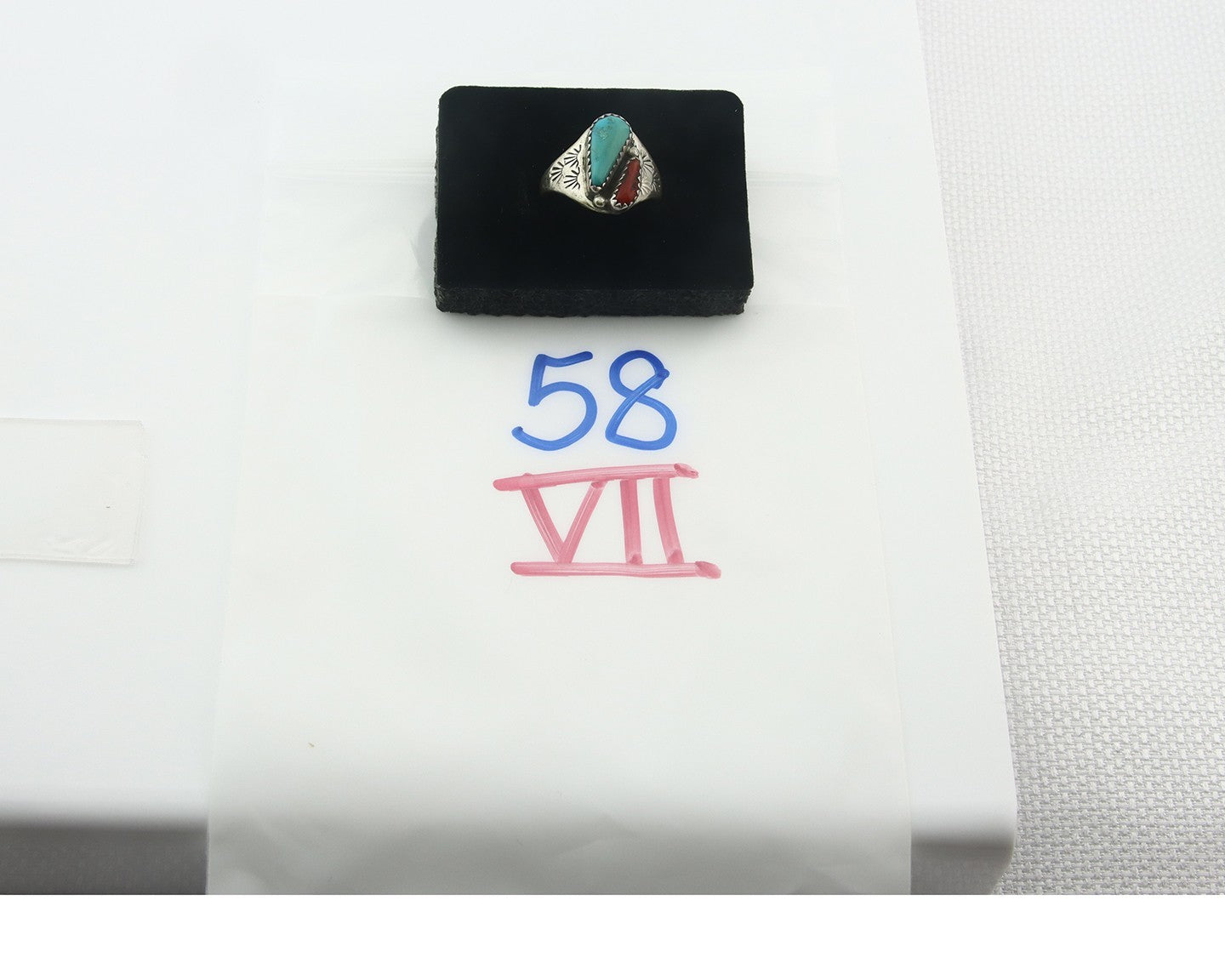 Vintage Navajo Ring 925 Sterling Silver Natural Gemstone Authentic Size 8.75